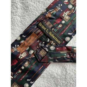 Alynn Neckwear Vintage Golf Equiptment Print Motif 100% Silk Tie Necktie